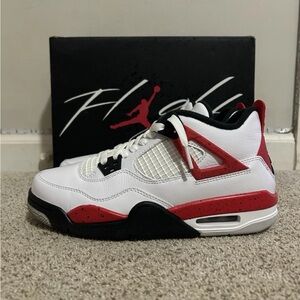 Air Jordan 4 Retro Boys Size 5.5 Red Cement Excellent Used Condition